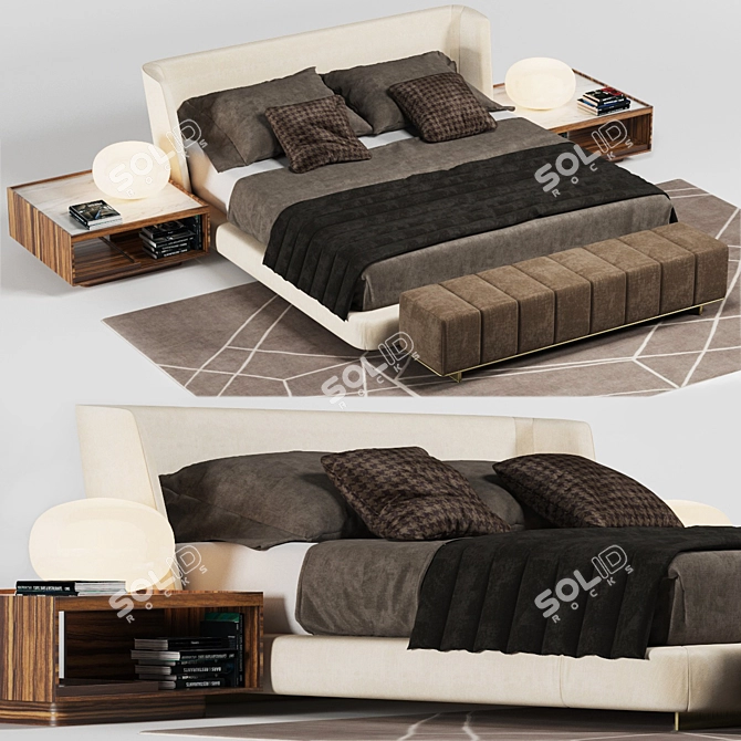 Luxury Minotti Creed Bed 3D model image 1