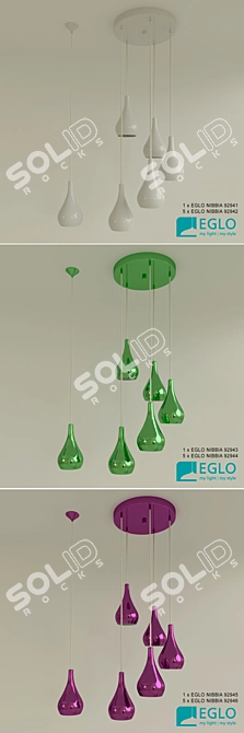 EGLO NIBBIA Chandelier - Elegant Steel Lighting 3D model image 2