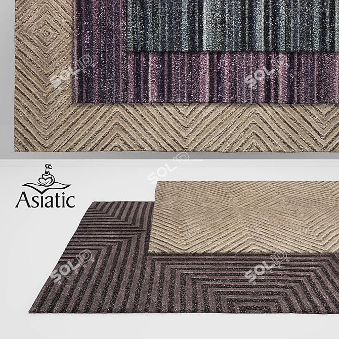 Elegant Asiatic Mica & Jazz Rugs 3D model image 1