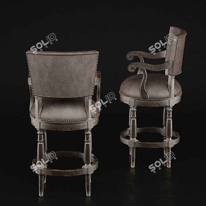 Vintage Leather Counter Stool 3D model image 2