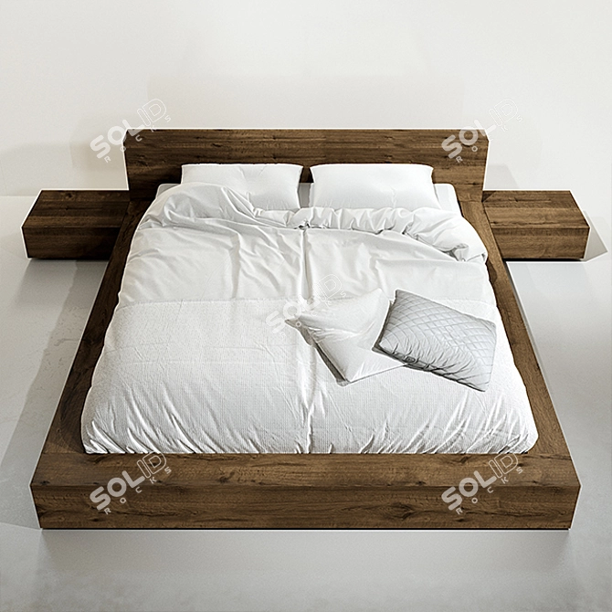 Ethnicraft Oak Madra Bed - Elegant and Timeless 3D model image 1