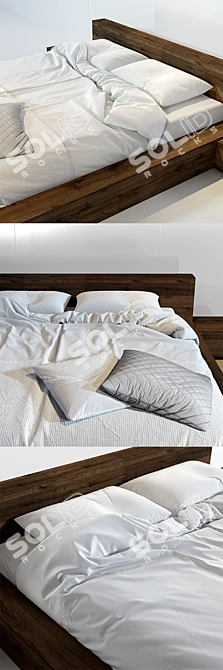 Ethnicraft Oak Madra Bed - Elegant and Timeless 3D model image 2