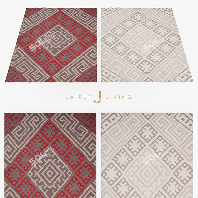 Jaipur Zagros Rug: Modern Cotton Flat Weave 3D model image 1