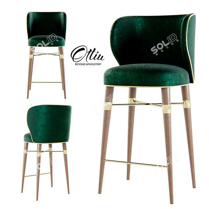 Luxurious Louis Bar Chair 3D model image 1