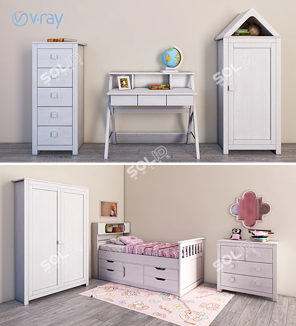 CorLiving Kids Bedroom Set 3D model image 1