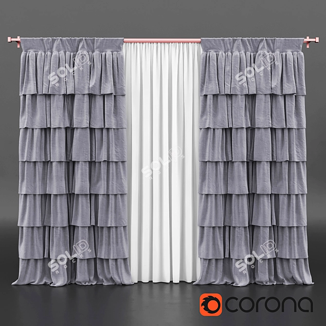 Luxe Dream Velvet Drapes 3D model image 1