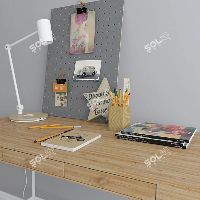 LILLASEN Desk: Elegant Workspace with Decor 3D model image 2