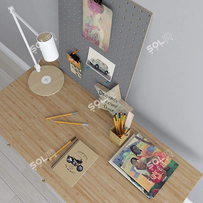 LILLASEN Desk: Elegant Workspace with Decor 3D model image 3