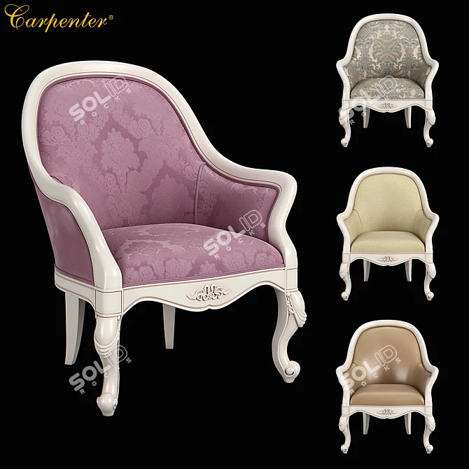 Modern Carpenter White Armchair 3D model image 1