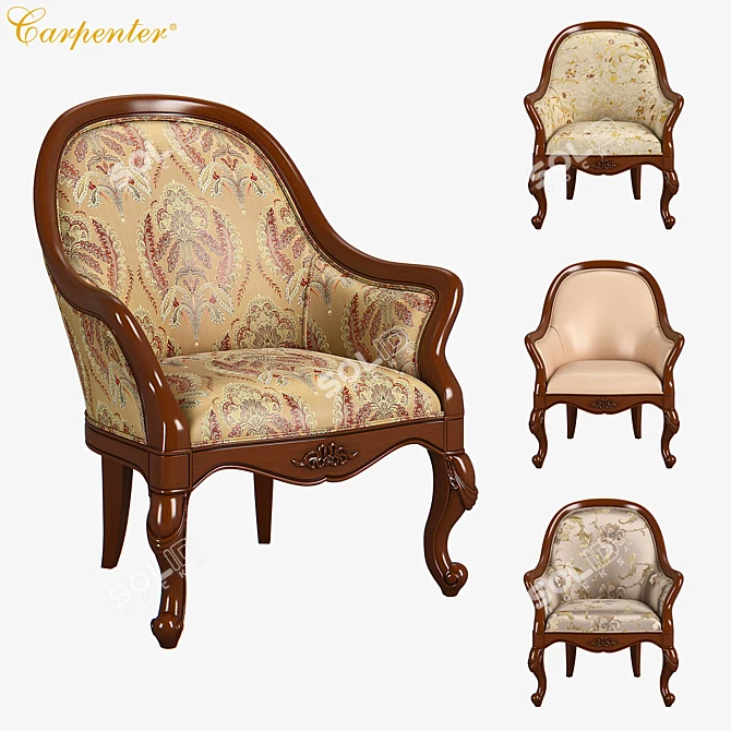 Classic Carpenter Armchair - Elegant and Timeless 3D model image 1