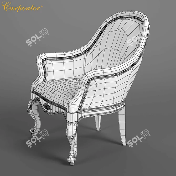 Classic Carpenter Armchair - Elegant and Timeless 3D model image 3