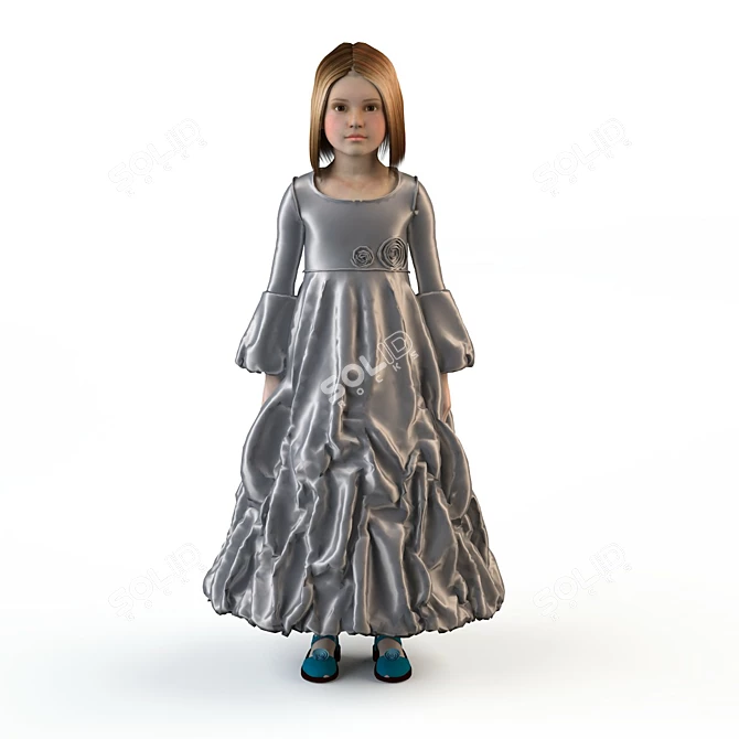 Festive Children's Dress 3D model image 1