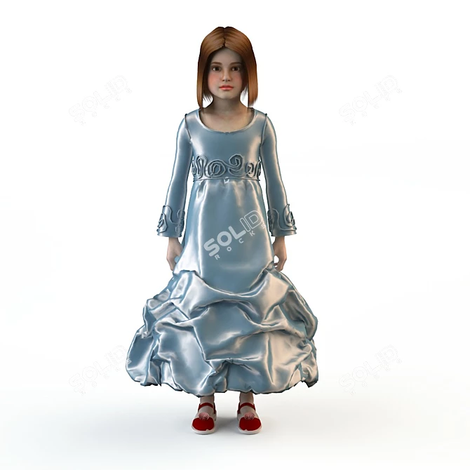 Festive Children's Dress: Perfect for Celebrations 3D model image 1