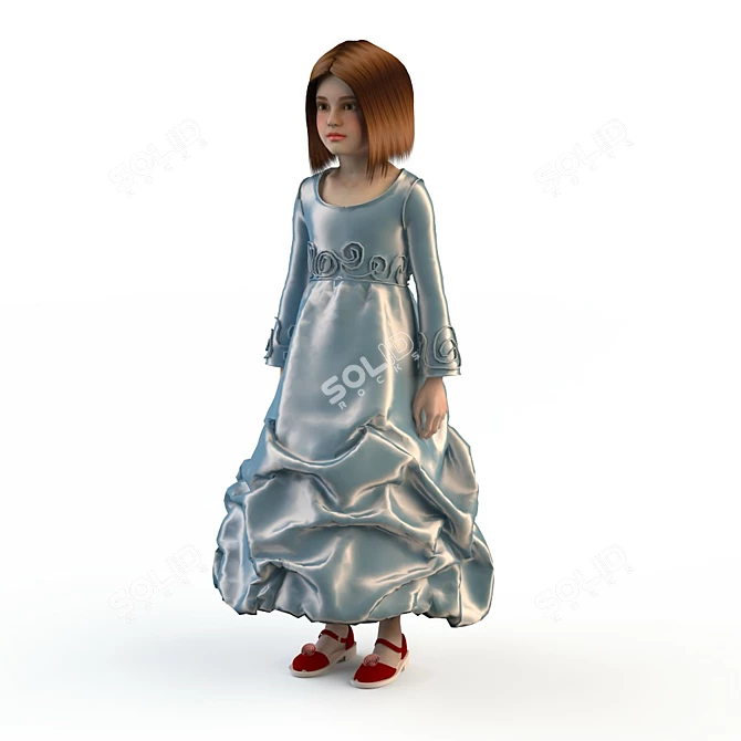 Festive Children's Dress: Perfect for Celebrations 3D model image 2
