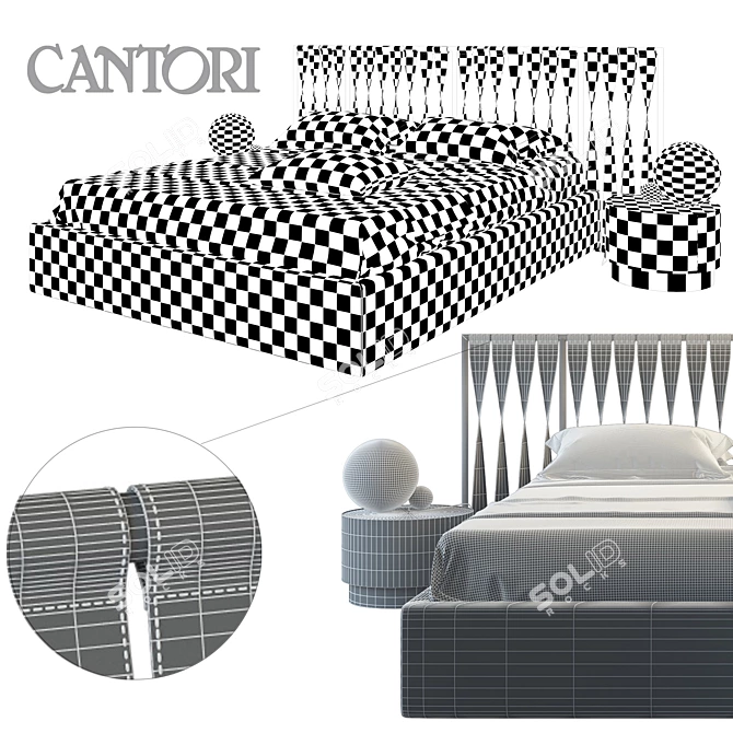 Elegant Twist Cantori Bed 3D model image 2