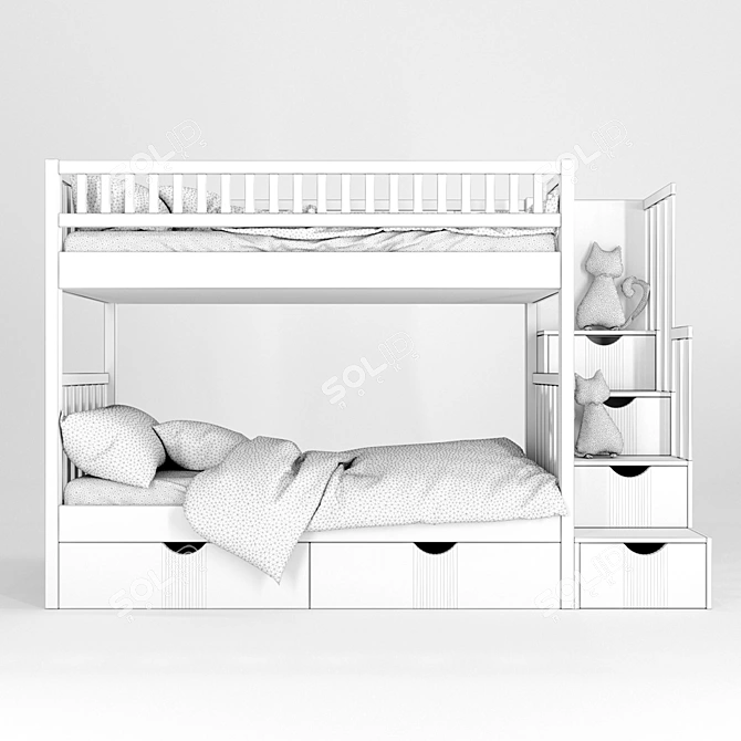 Artek Two-Level Kids Bed with Stairs 3D model image 3