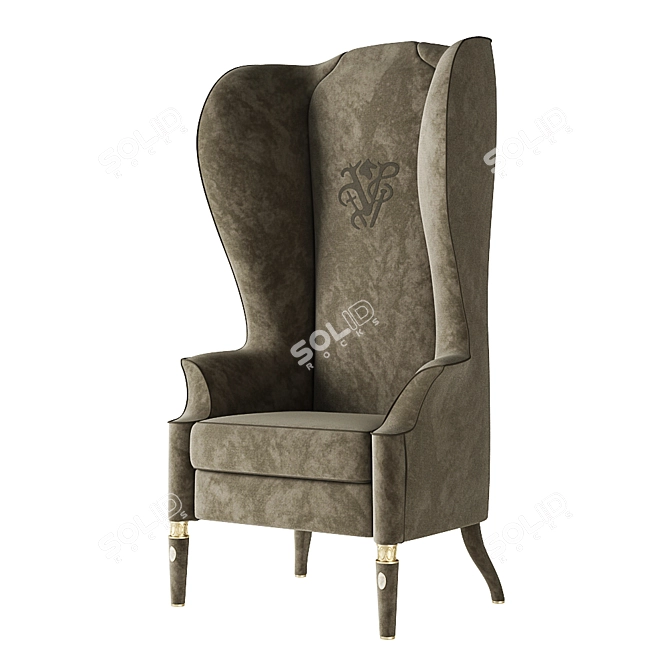 Beige Alice High Back Chair 3D model image 1