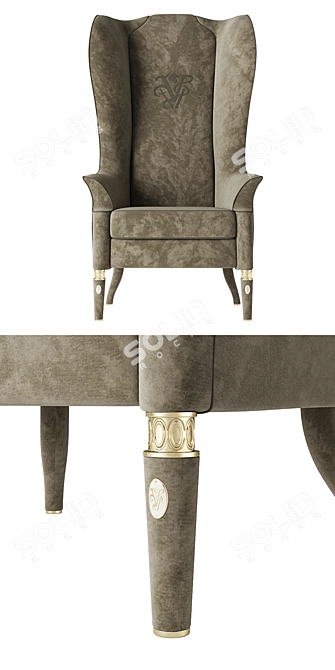 Beige Alice High Back Chair 3D model image 2