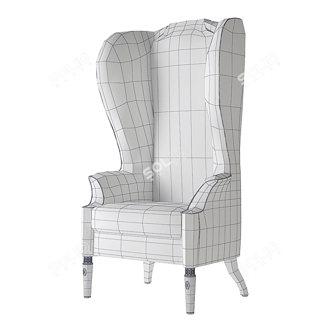 Beige Alice High Back Chair 3D model image 3