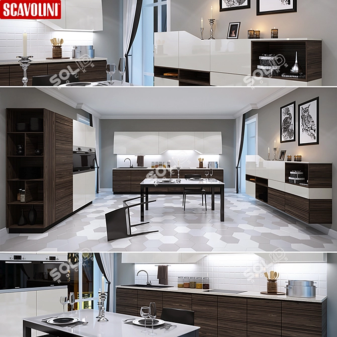 Scavolini Swing Lineare Kitchen 3D model image 1