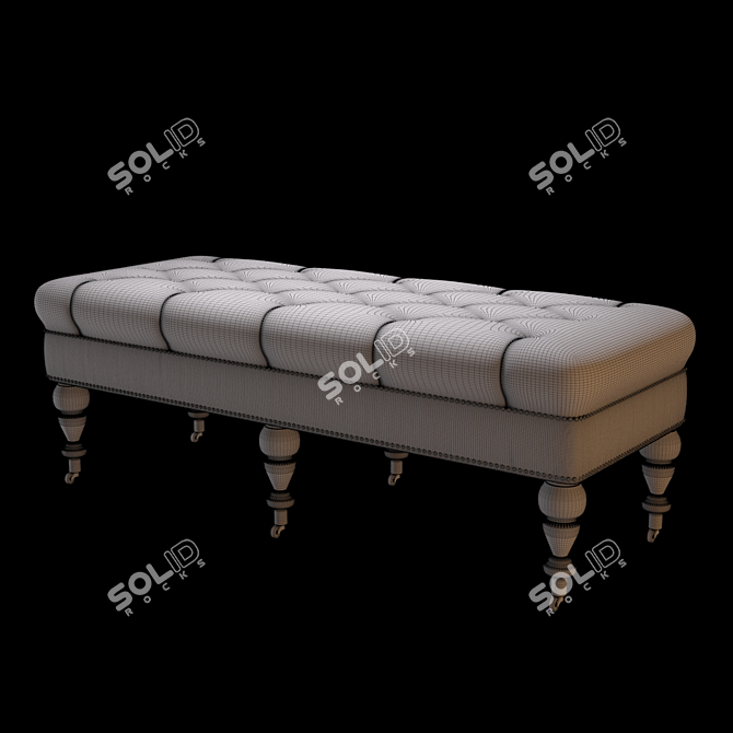 Elegant Charcoal Upholstered Bench 3D model image 2