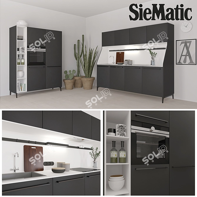 Urban Graphite: Stylish German SieMatic Kitchen 3D model image 1