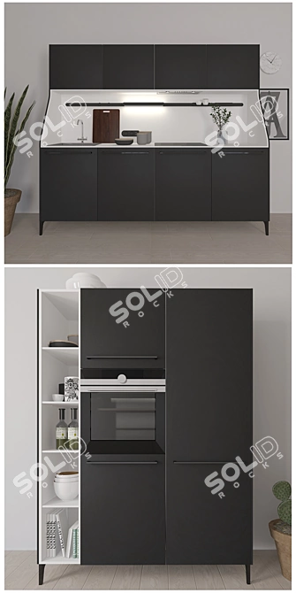 Urban Graphite: Stylish German SieMatic Kitchen 3D model image 2