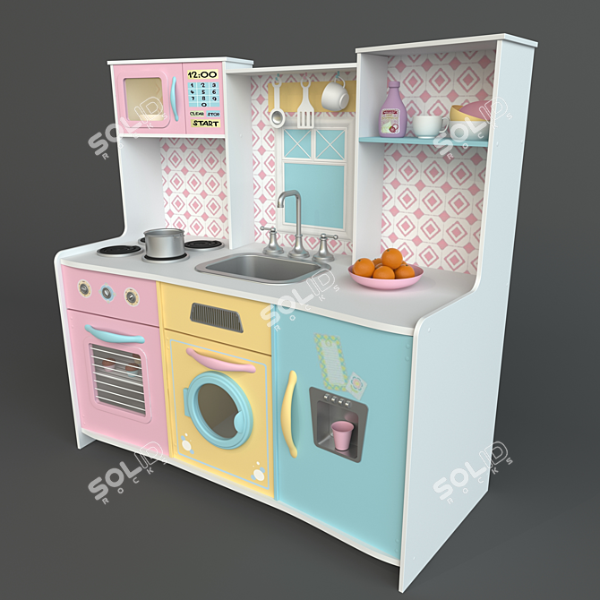 Sweet Treats Kids Kitchen: Realistic Design, Durable Wood Construction 3D model image 3
