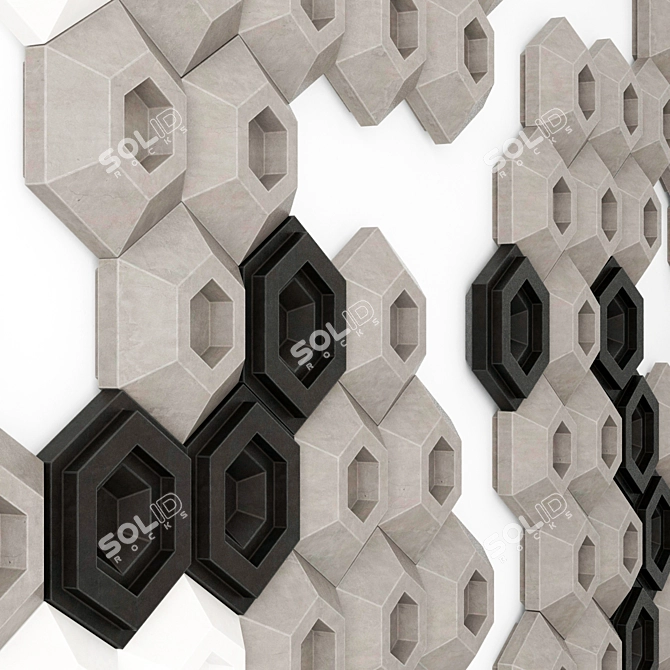 Hexagon Panel Stone Tile: High-Quality 3D Max Solution 3D model image 2