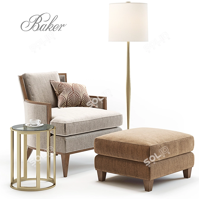 Designer Baker California Lounge Chair Set 3D model image 1