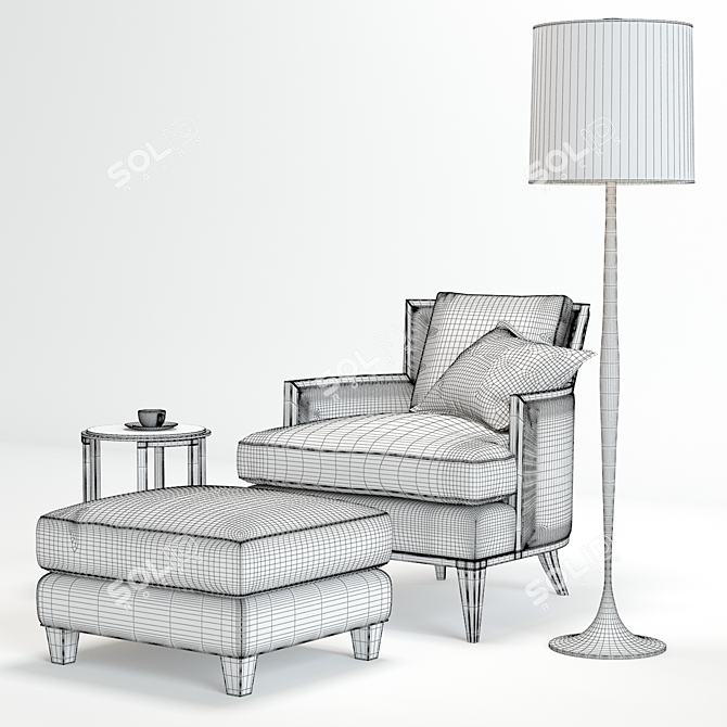 Designer Baker California Lounge Chair Set 3D model image 3
