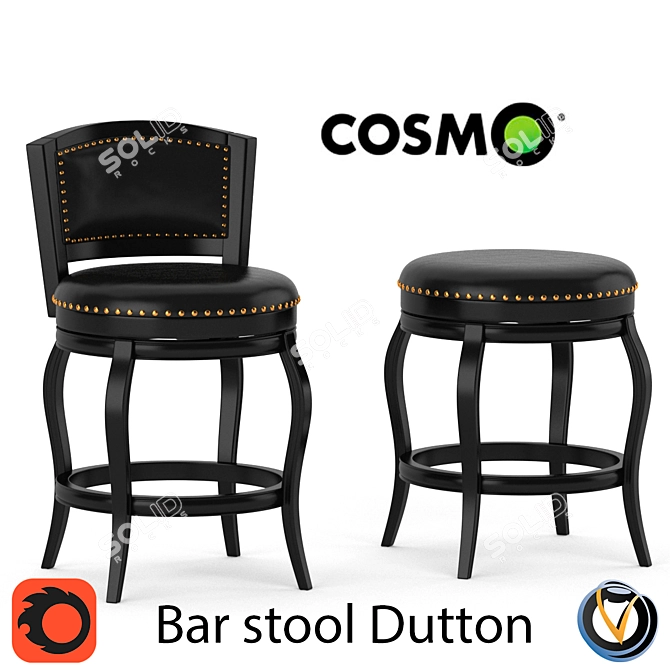 Elegant Gevei Wood Dutton Stool 3D model image 1