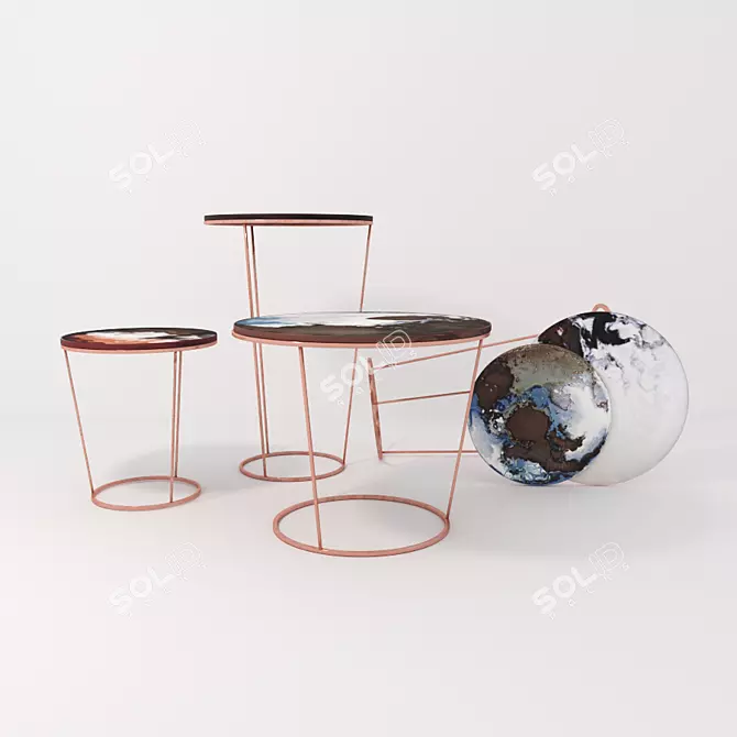 Elegant Ceramic Tables by Elisa 3D model image 2
