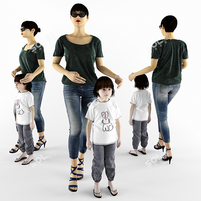 3D Mom and Child Model Set 3D model image 1