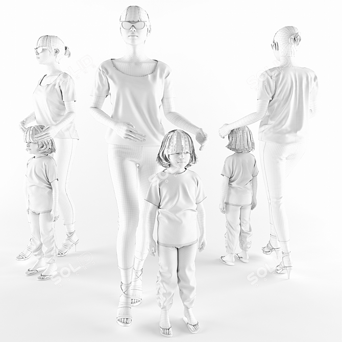 3D Mom and Child Model Set 3D model image 2