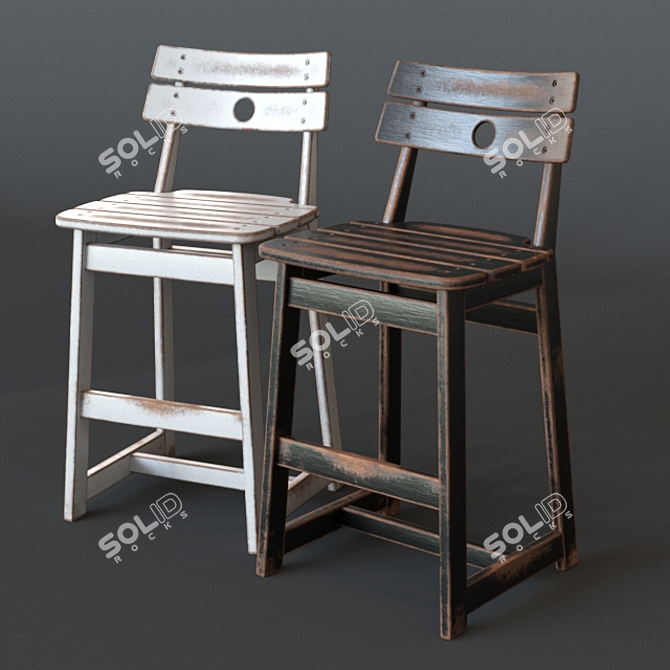 Tropical Chic: Tajá Outdoor Stool 3D model image 1