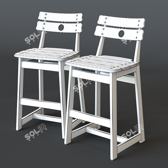 Tropical Chic: Tajá Outdoor Stool 3D model image 2