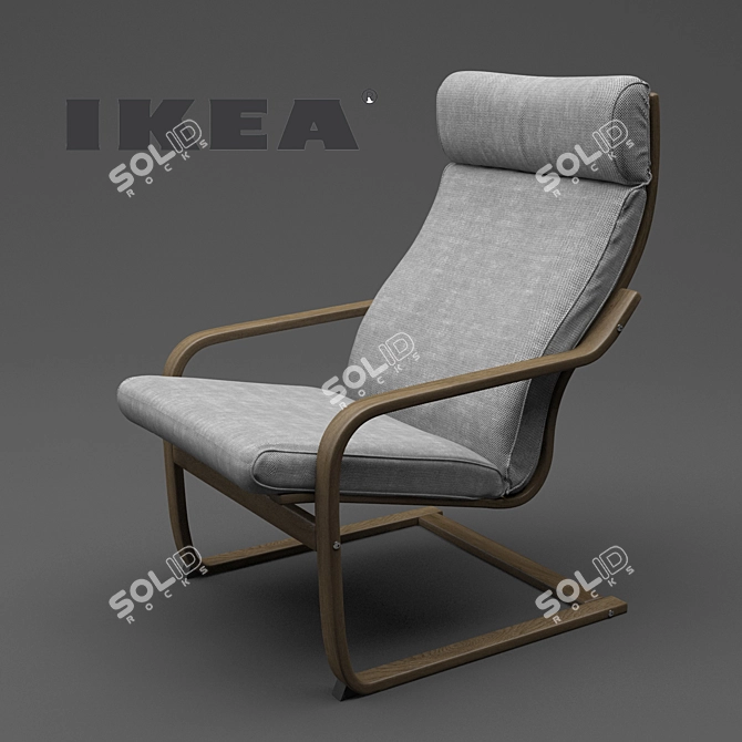 Modern Comfort: IKEA POÄNG Chair 3D model image 2