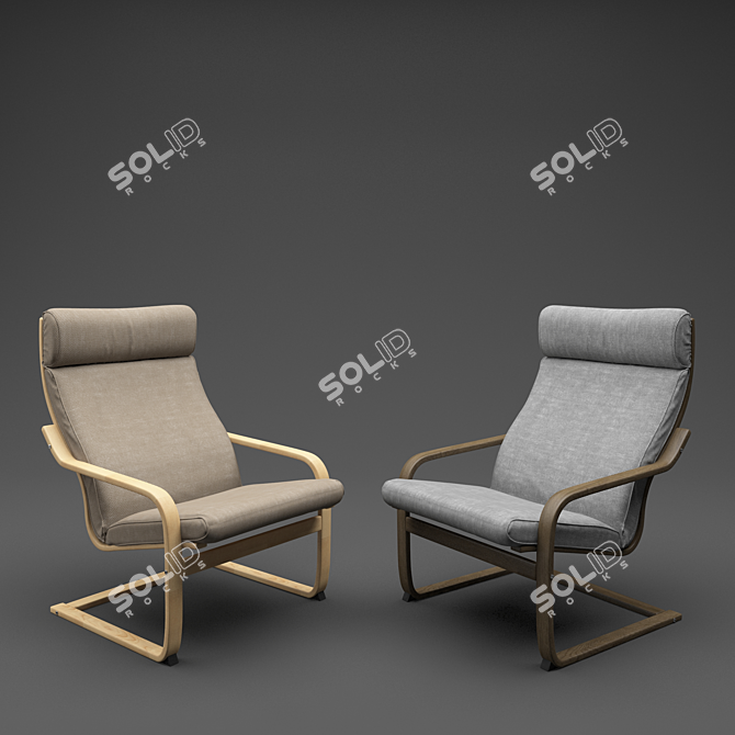 Modern Comfort: IKEA POÄNG Chair 3D model image 3