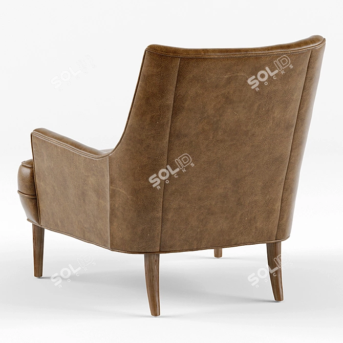 Vanda Camel Brown Leather Armchair 3D model image 2