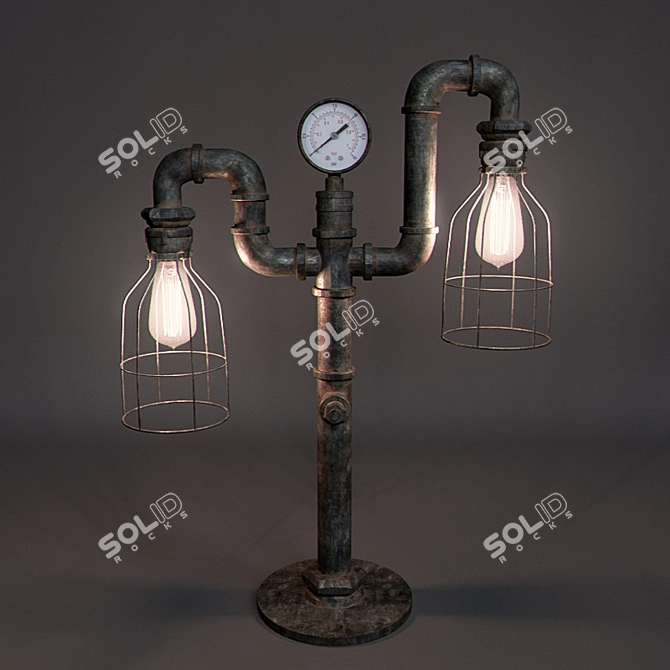Industrial Loft Table Lamp 3D model image 2
