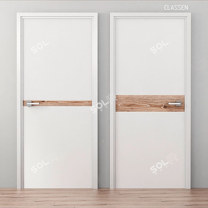 Classen Collection Doors №1 - White Lacquer/Oak Cassano Latte (2022X818mm) 3D model image 1