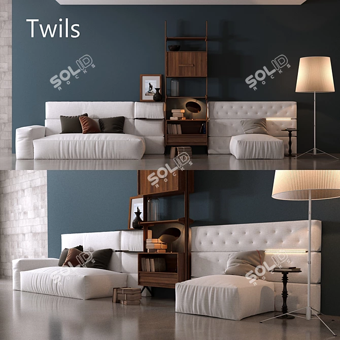 Contemporary Twils Living Set 3D model image 1