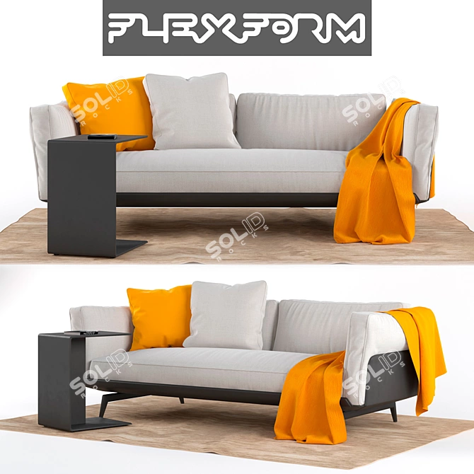 ESTE 3-Seater Sofa + Plain Coffee Table 3D model image 1