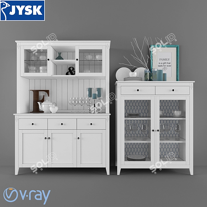 Elegant JUSK Cabinet & Sideboard Set 3D model image 1