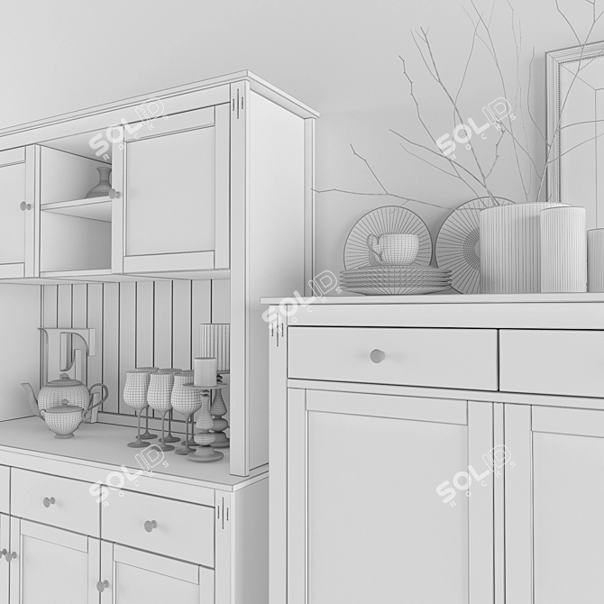 Elegant JUSK Cabinet & Sideboard Set 3D model image 3