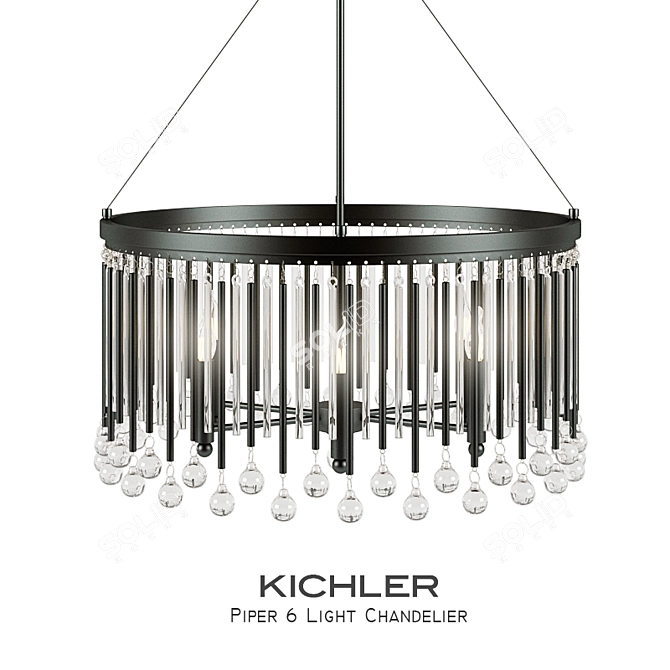 Glamorous Piper 6 Light Chandelier 3D model image 1