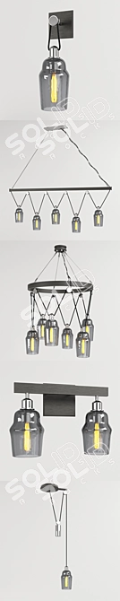 Elegant Citizen Chandelier Set 3D model image 2