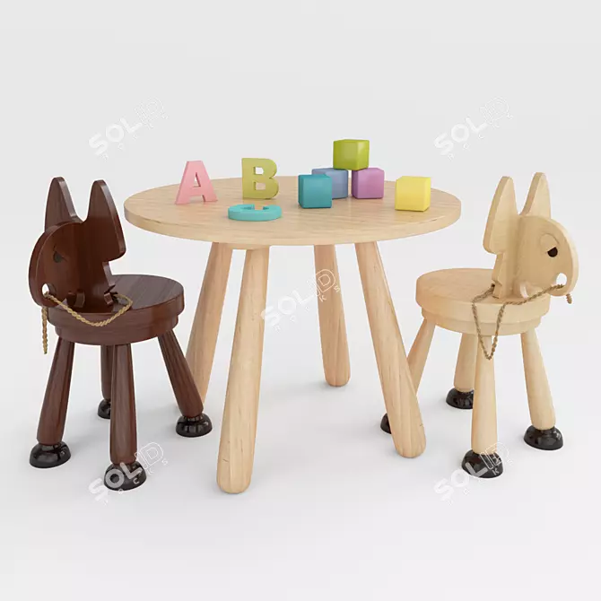 Forest Creatures Children's Furniture Set 3D model image 1