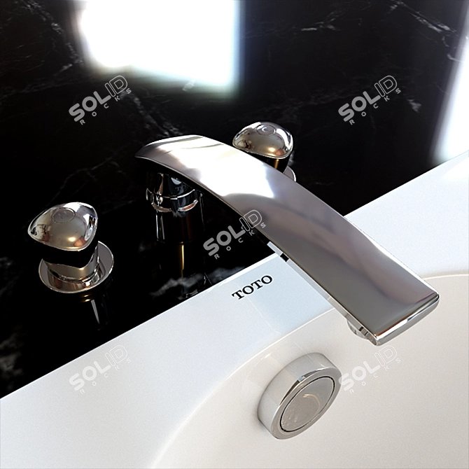 Luxury Toto Bathtub with Wave Faucet 3D model image 2